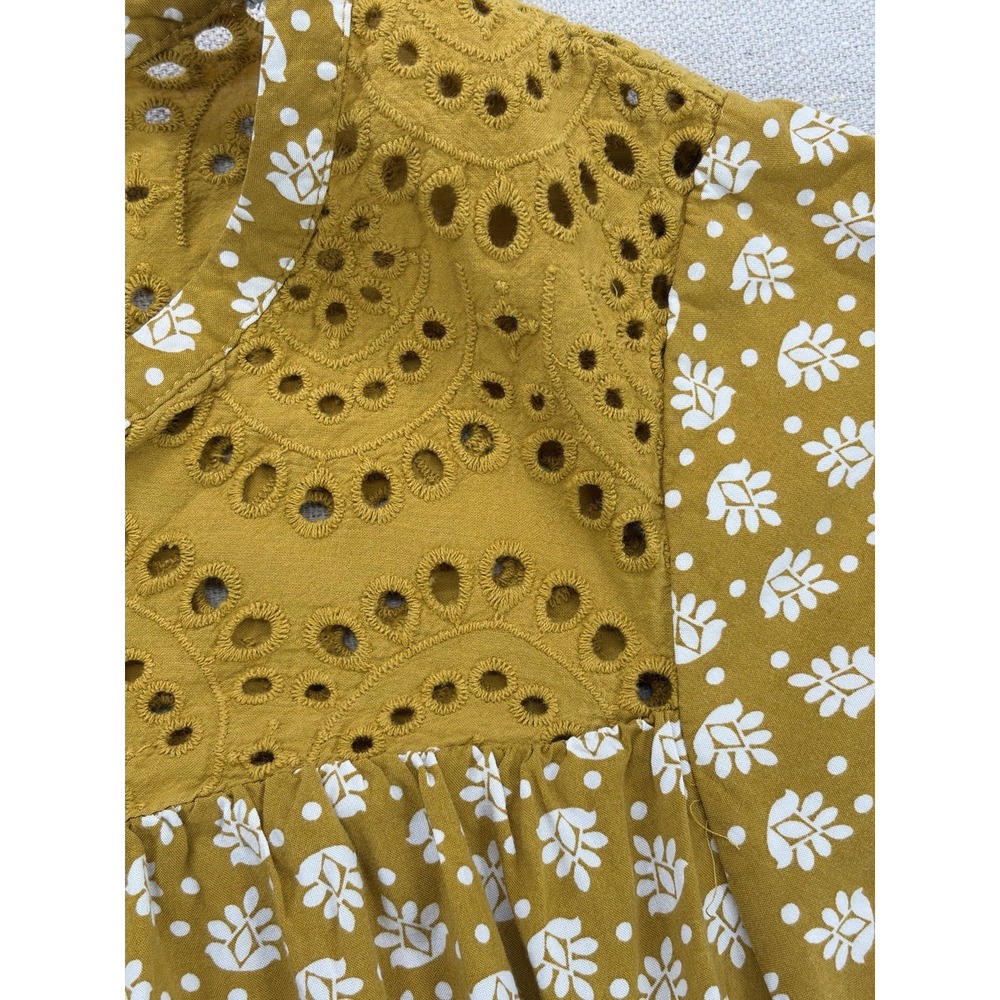 Daniel Rainn cottagecore Mustard Yellow Floral Sleeveless Top Women's 1x - Picture 3 of 10